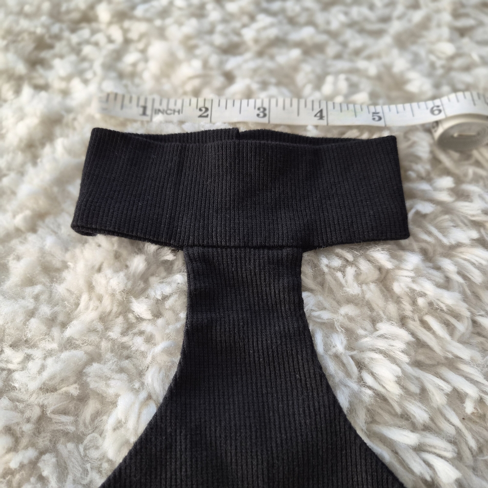 ☆5/$15☆Black Ribbed Halter Neck Crop Top with Collar | Size XS - Picture 5 of 13